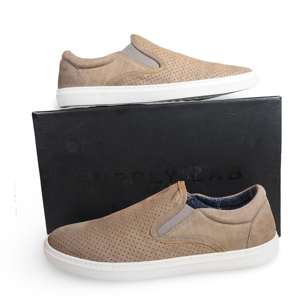 Supply Lab Donovan Mens 12M Taupe Brown Gray Perforated Slip On Sneakers